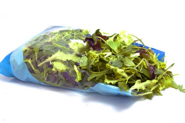Lettuce clean and packaged in a bag